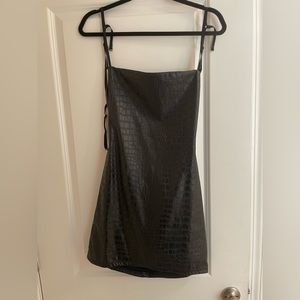 Strappy Faux Leather Mini Dress